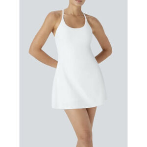 Halara Tennis Dress Girls XL 13-14 White Strappy 2-in-1 Built In Shorts Pockets